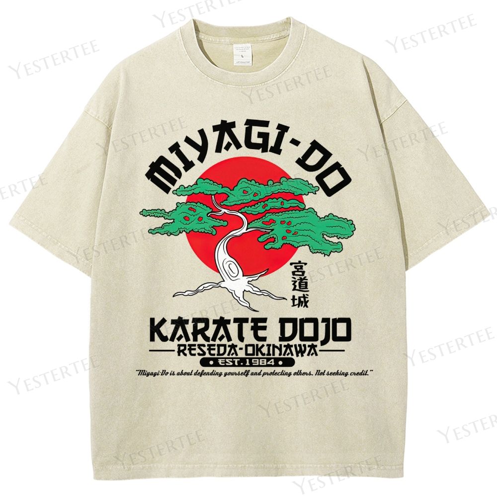 Retro Miyagi-Do Karate Dojo Graphic Washed T-Shirt