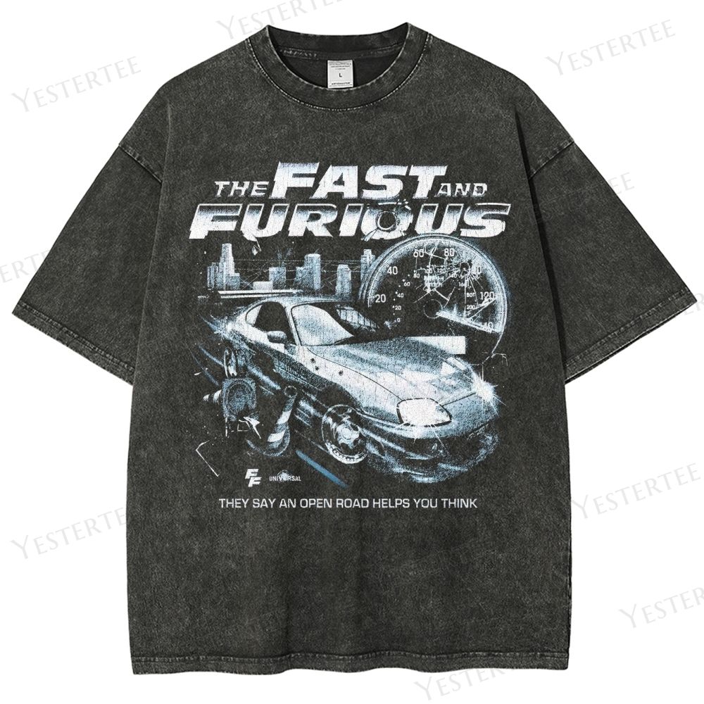 Retro Racing Car Graphic Washed T-Shirt