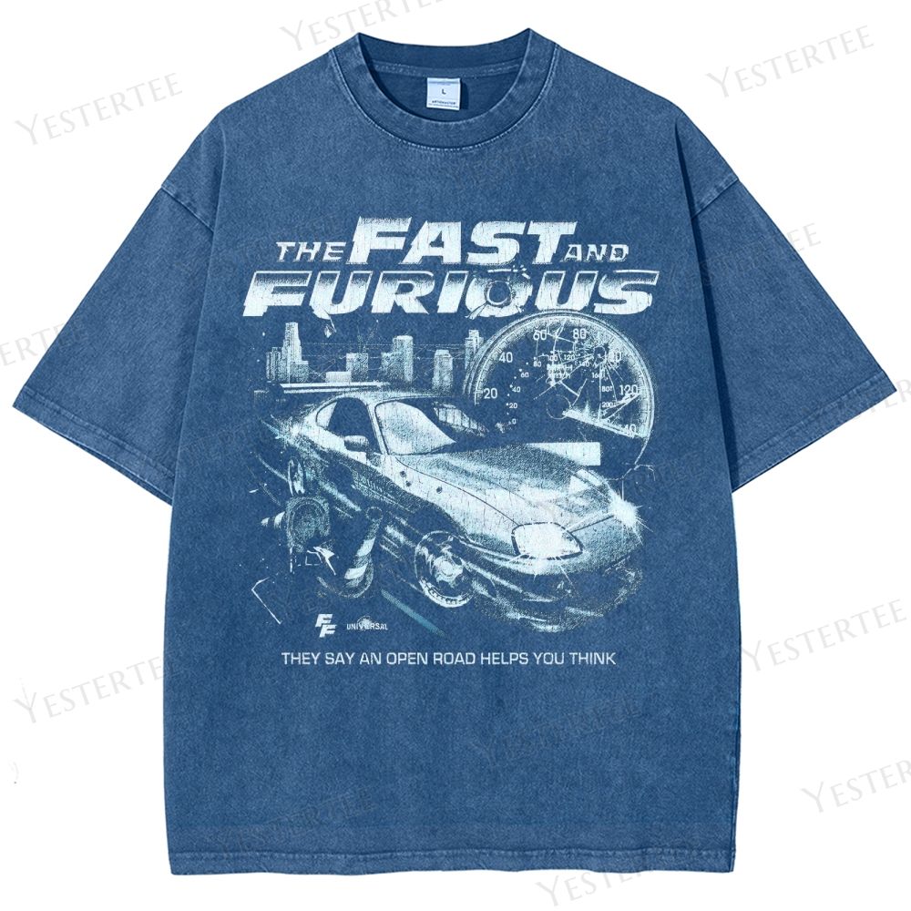 Retro Racing Car Graphic Washed T-Shirt