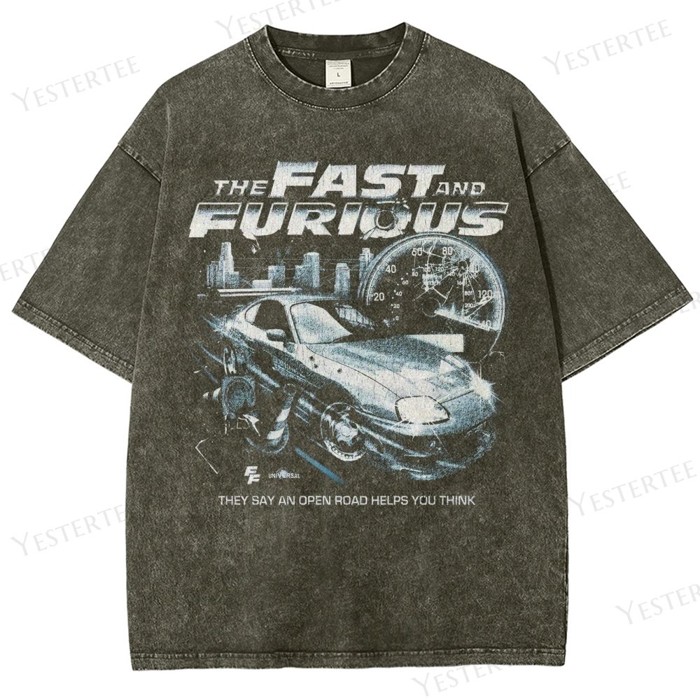 Retro Racing Car Graphic Washed T-Shirt