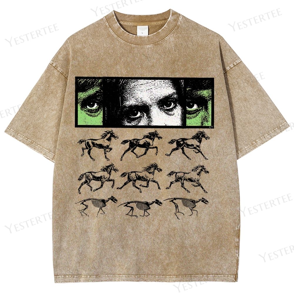 Retro Surreal Evolution Graphic Washed T-Shirt