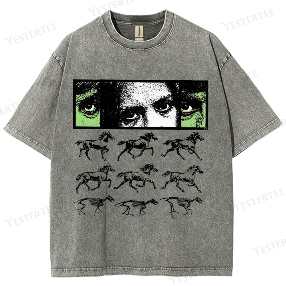 Retro Surreal Evolution Graphic Washed T-Shirt