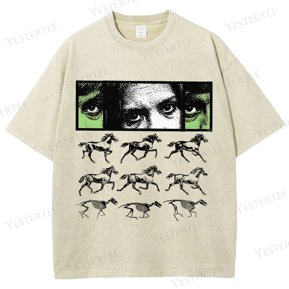 Retro Surreal Evolution Graphic Washed T-Shirt