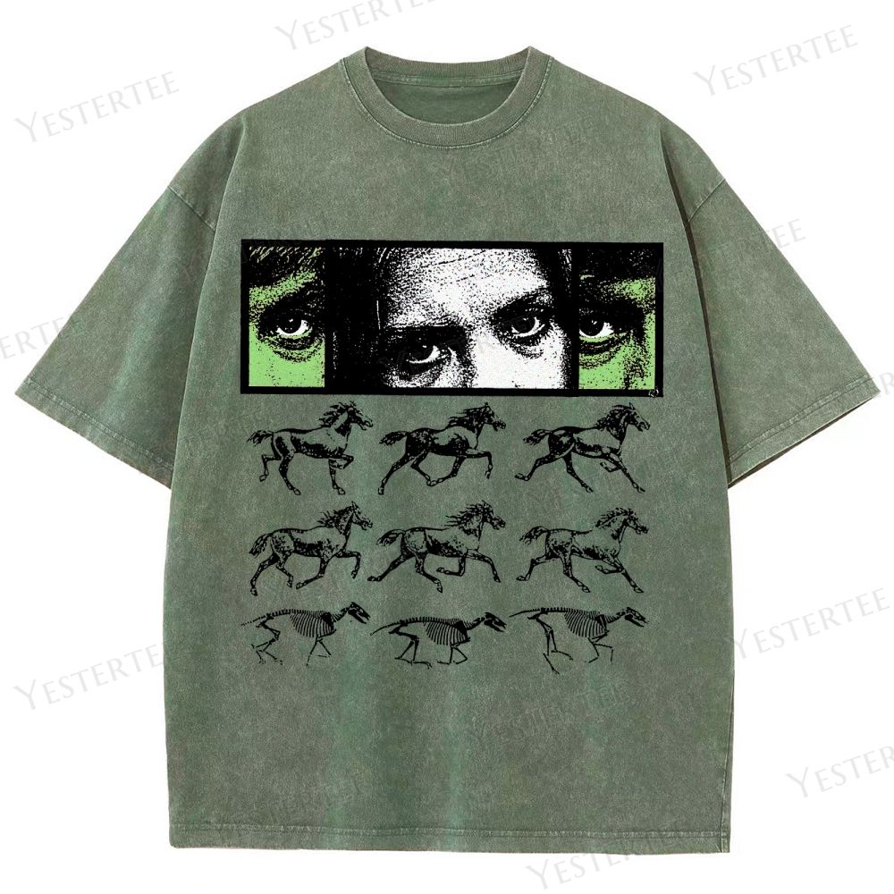 Retro Surreal Evolution Graphic Washed T-Shirt