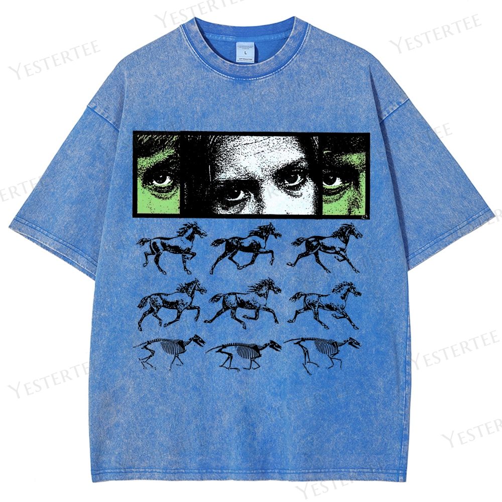 Retro Surreal Evolution Graphic Washed T-Shirt