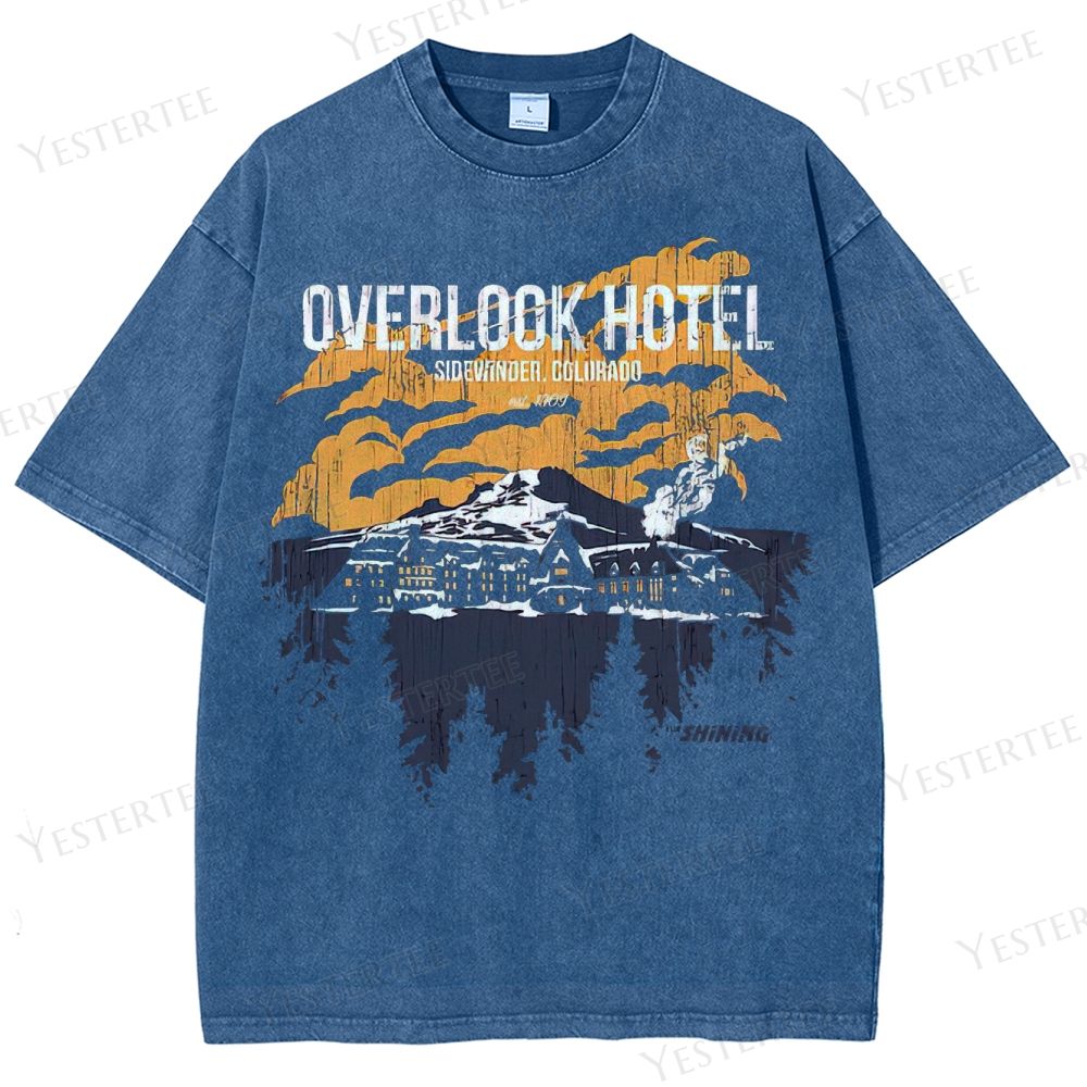 Retro Haunted Mountain Hotel Washed T-Shirt