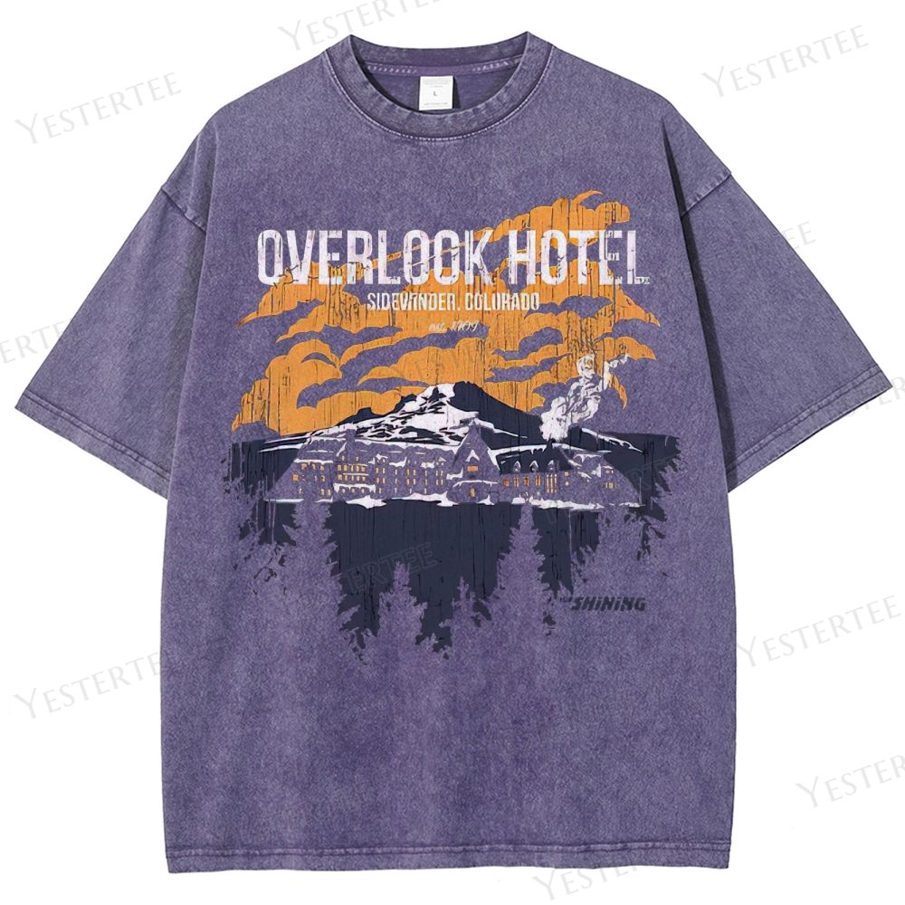 Retro Haunted Mountain Hotel Washed T-Shirt