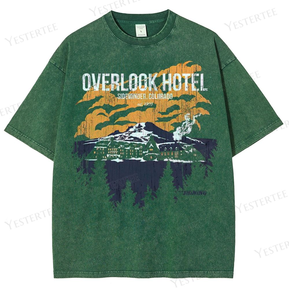 Retro Haunted Mountain Hotel Washed T-Shirt