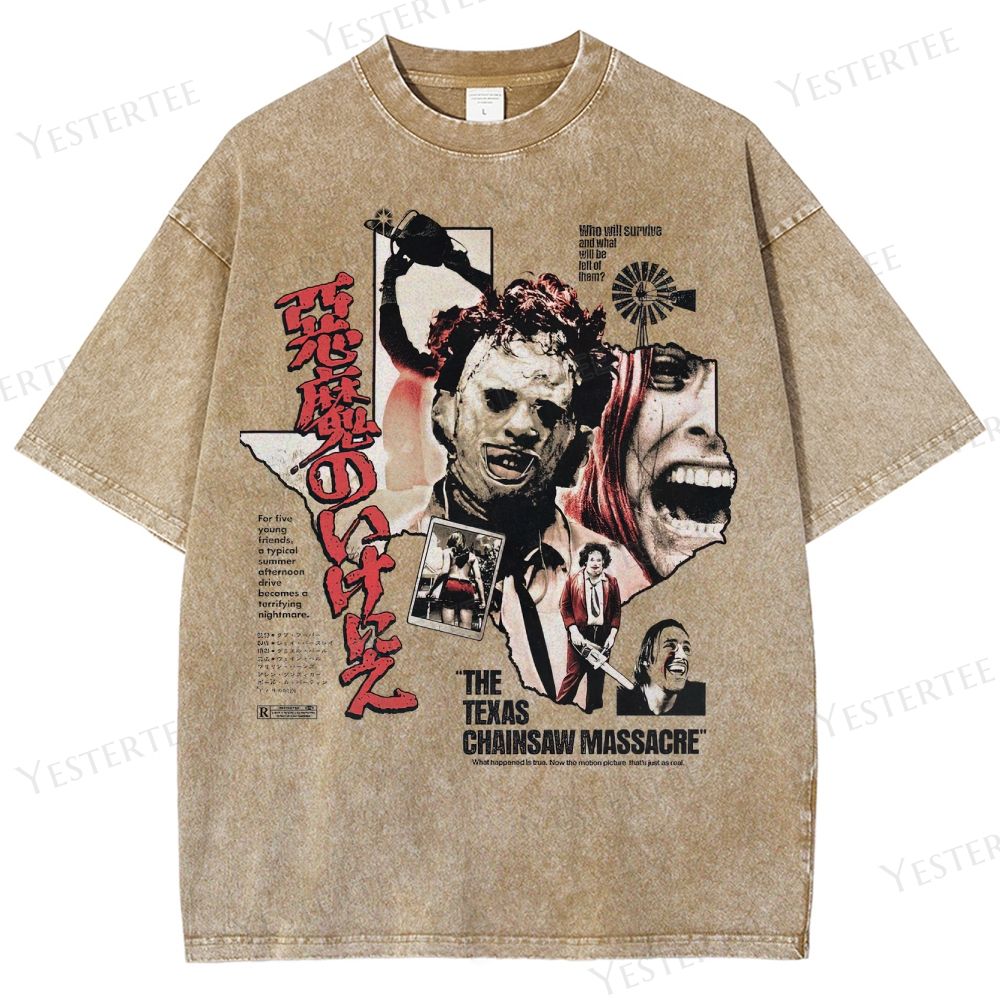 Retro Slasher Horror Film Graphic Washed T-Shirt