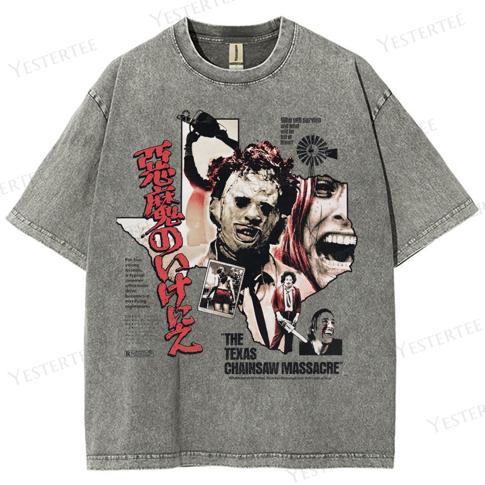 Retro Slasher Horror Film Graphic Washed T-Shirt