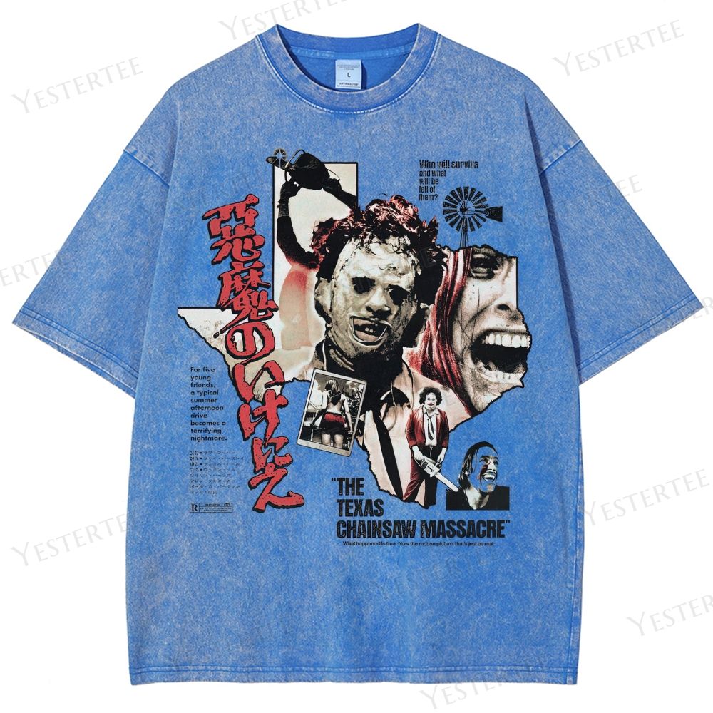 Retro Slasher Horror Film Graphic Washed T-Shirt