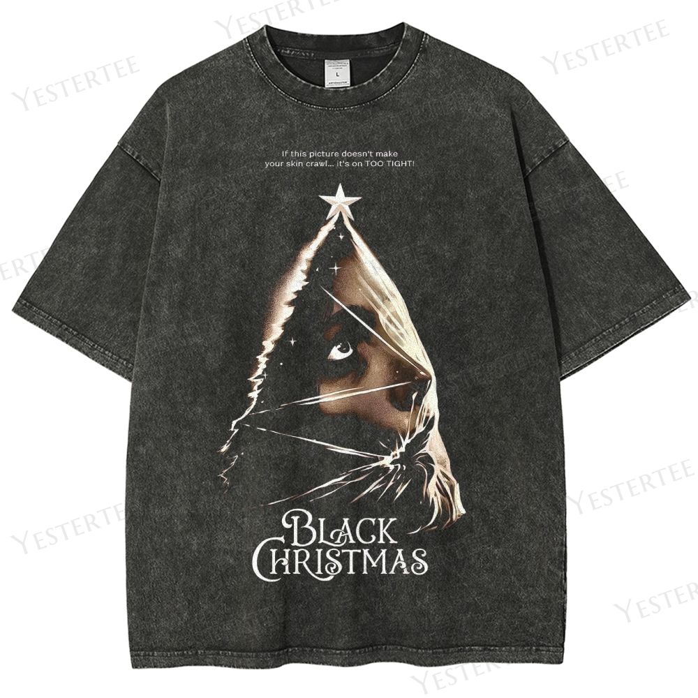 Retro Holiday Slasher Horror Graphic Washed T-Shirt