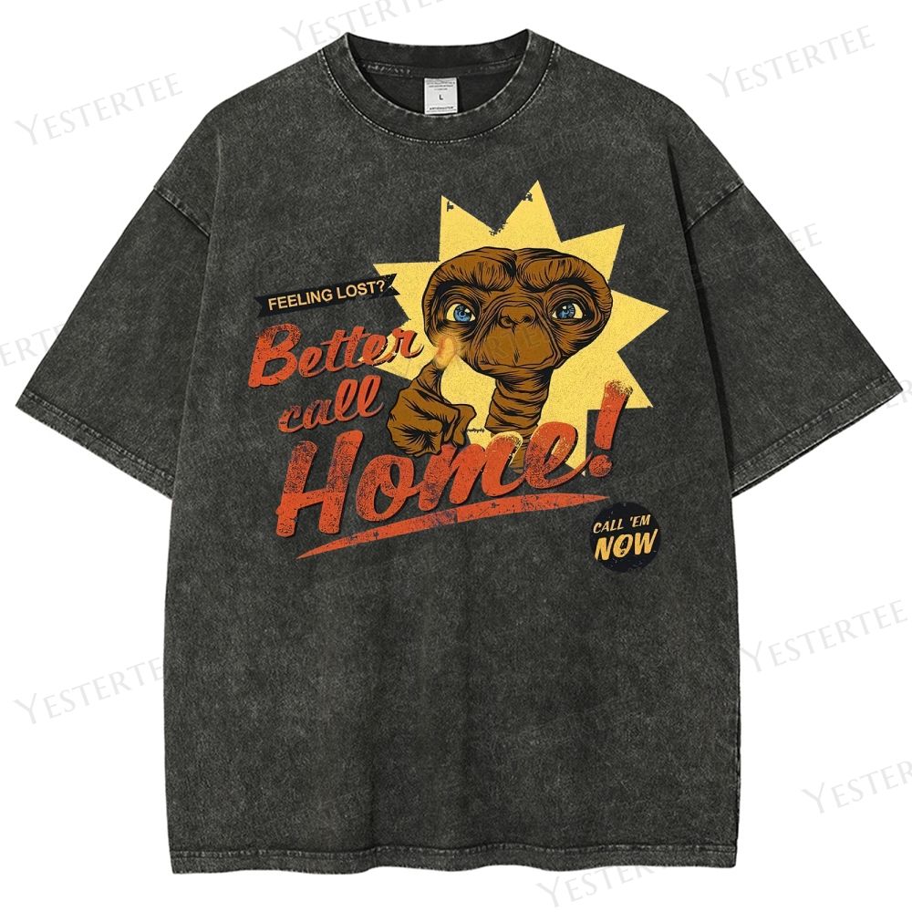 Retro Alien Comedy Graphic Washed T-Shirt