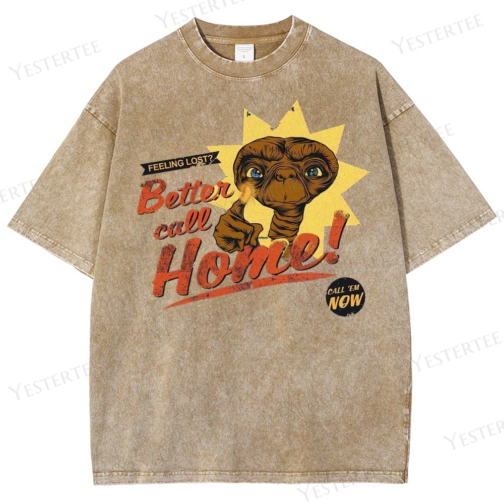 Retro Alien Comedy Graphic Washed T-Shirt