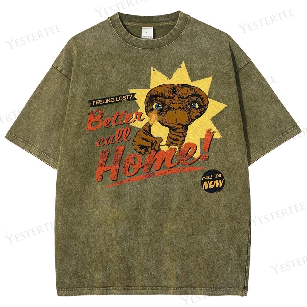 Retro Alien Comedy Graphic Washed T-Shirt