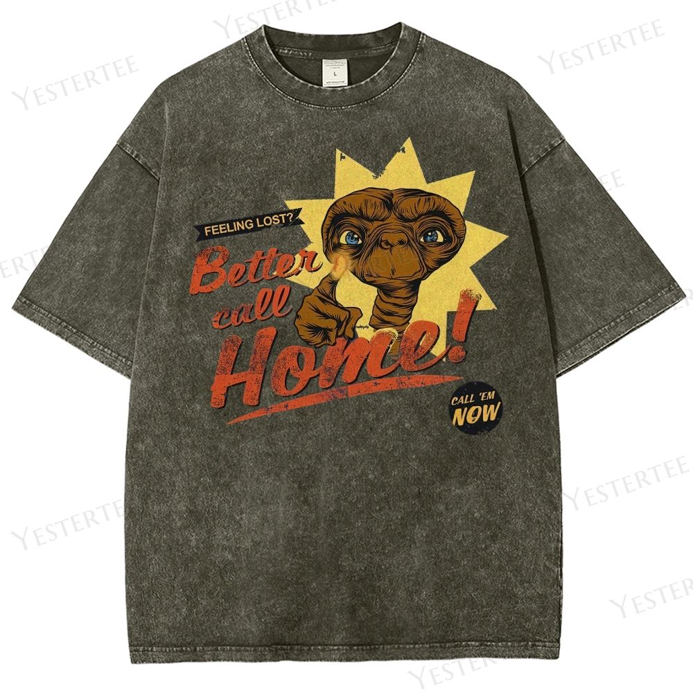 Retro Alien Comedy Graphic Washed T-Shirt