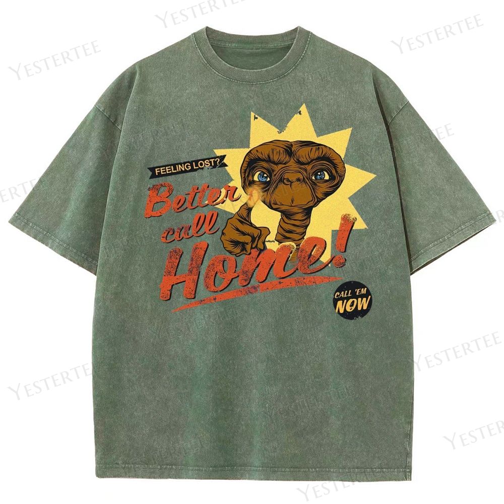 Retro Alien Comedy Graphic Washed T-Shirt