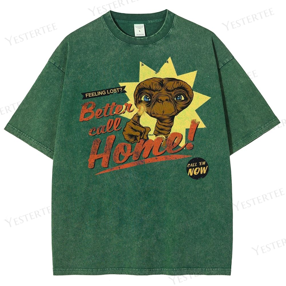 Retro Alien Comedy Graphic Washed T-Shirt