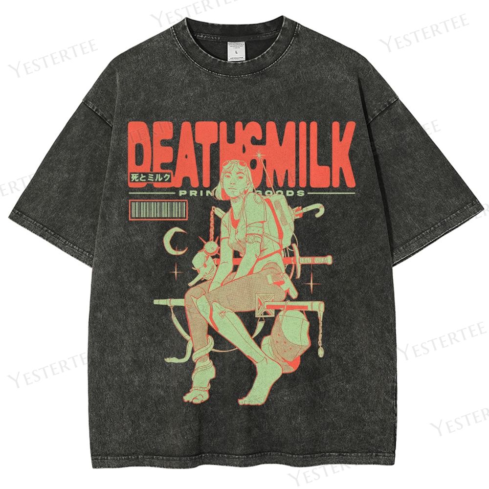 Retro Cyberpunk Warrior Graphic Washed T-Shirt