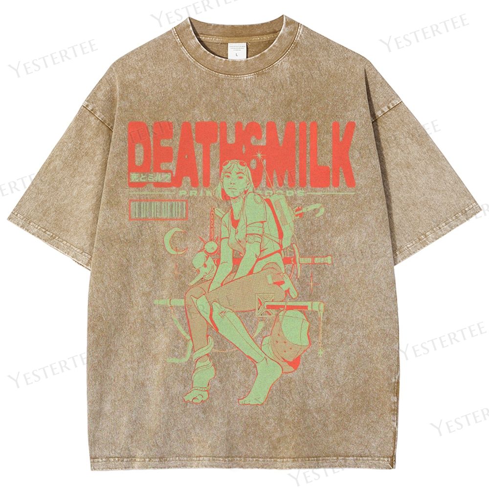 Retro Cyberpunk Warrior Graphic Washed T-Shirt