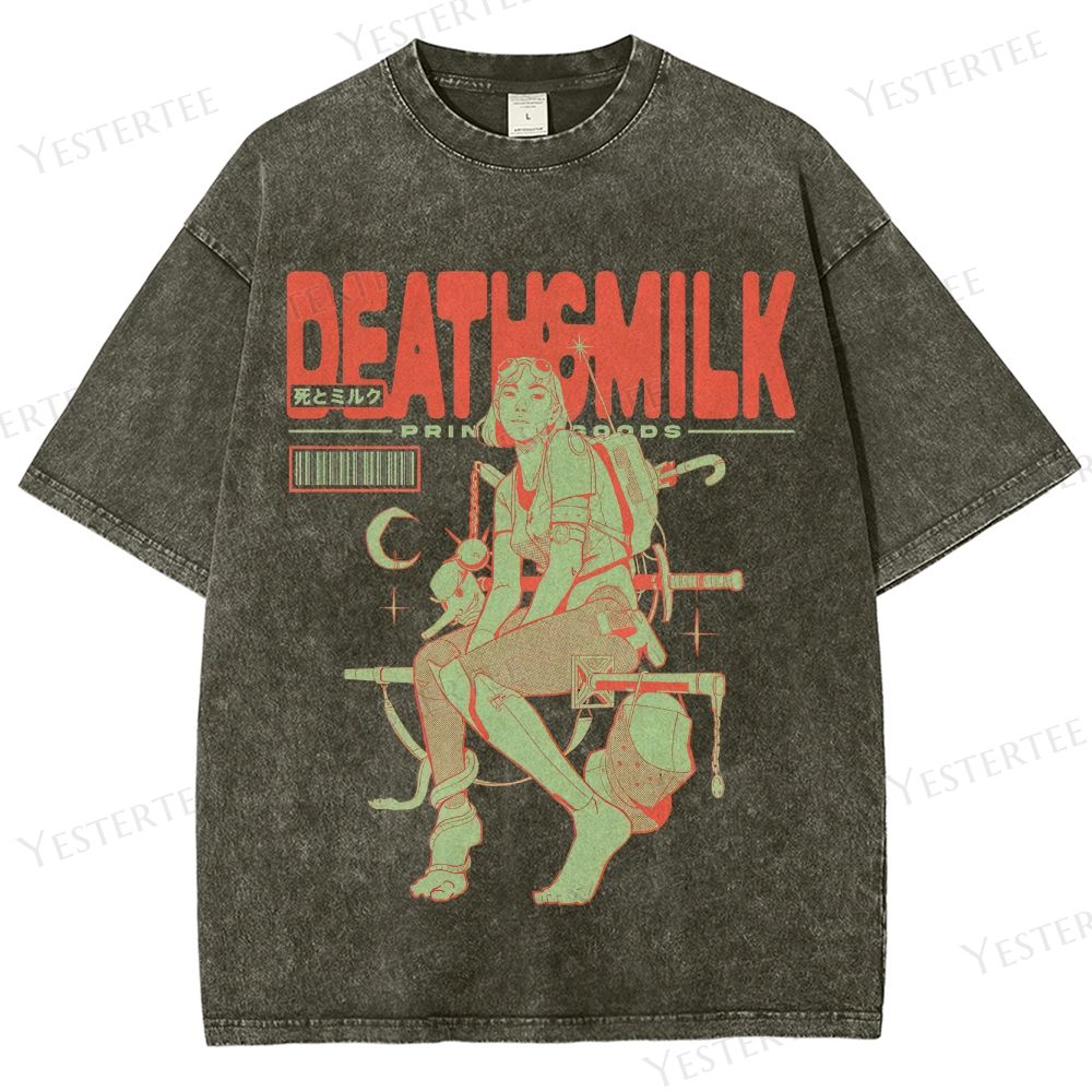 Retro Cyberpunk Warrior Graphic Washed T-Shirt