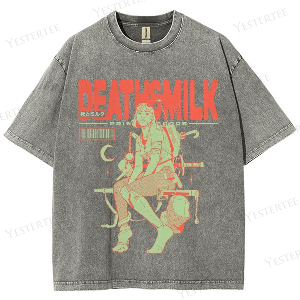 Retro Cyberpunk Warrior Graphic Washed T-Shirt