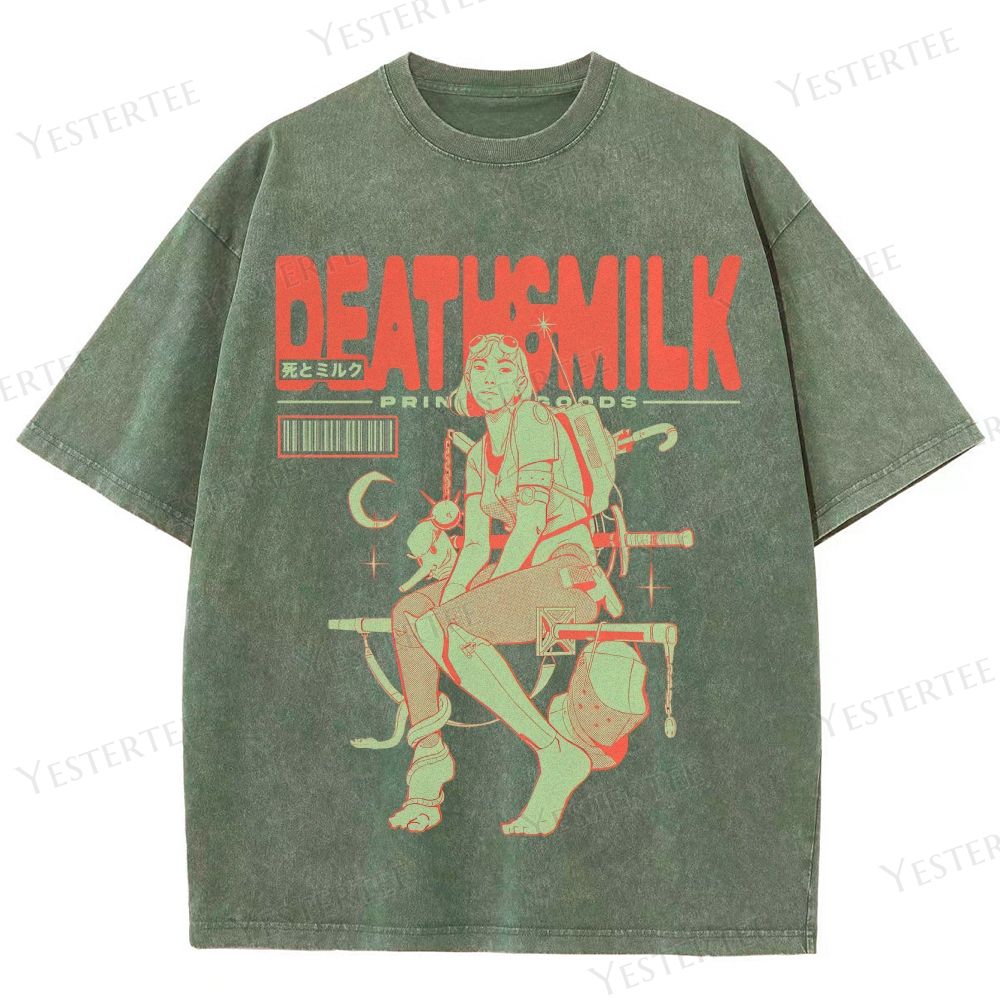 Retro Cyberpunk Warrior Graphic Washed T-Shirt