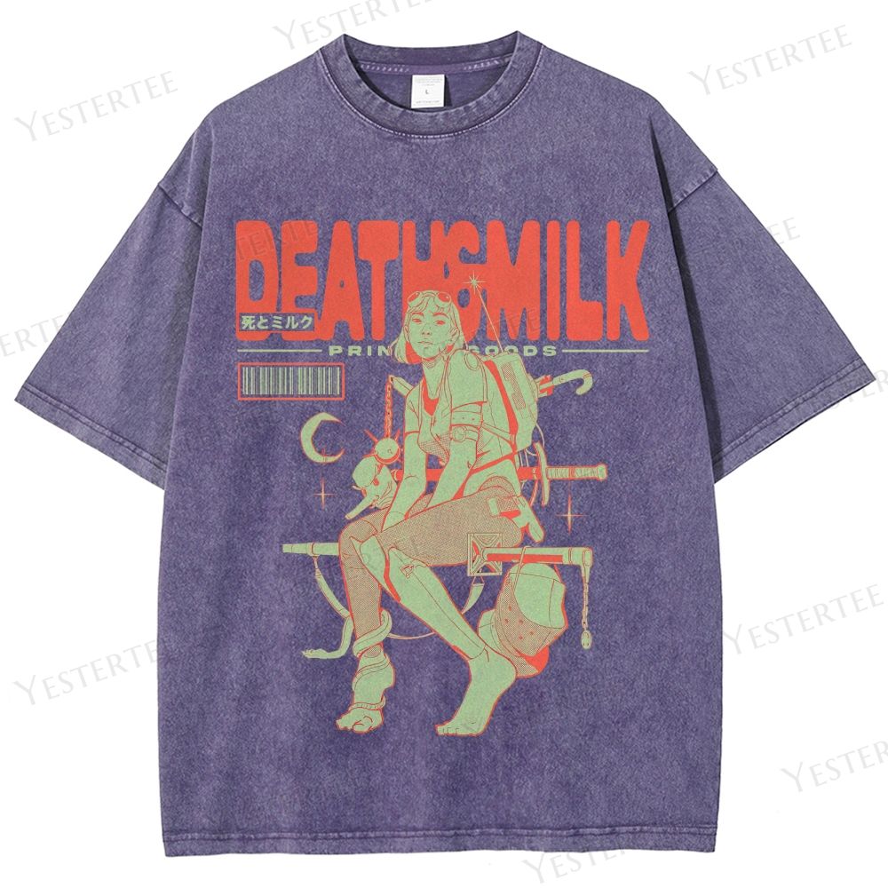 Retro Cyberpunk Warrior Graphic Washed T-Shirt