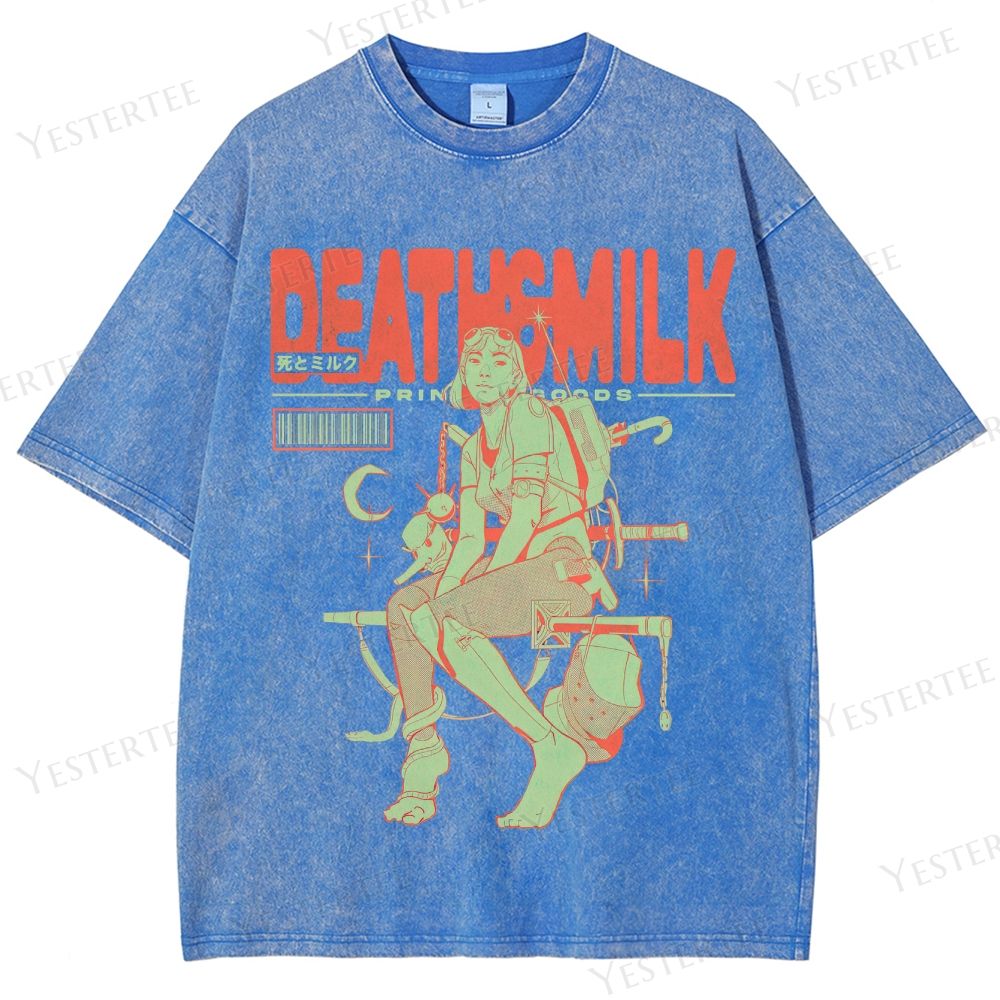 Retro Cyberpunk Warrior Graphic Washed T-Shirt