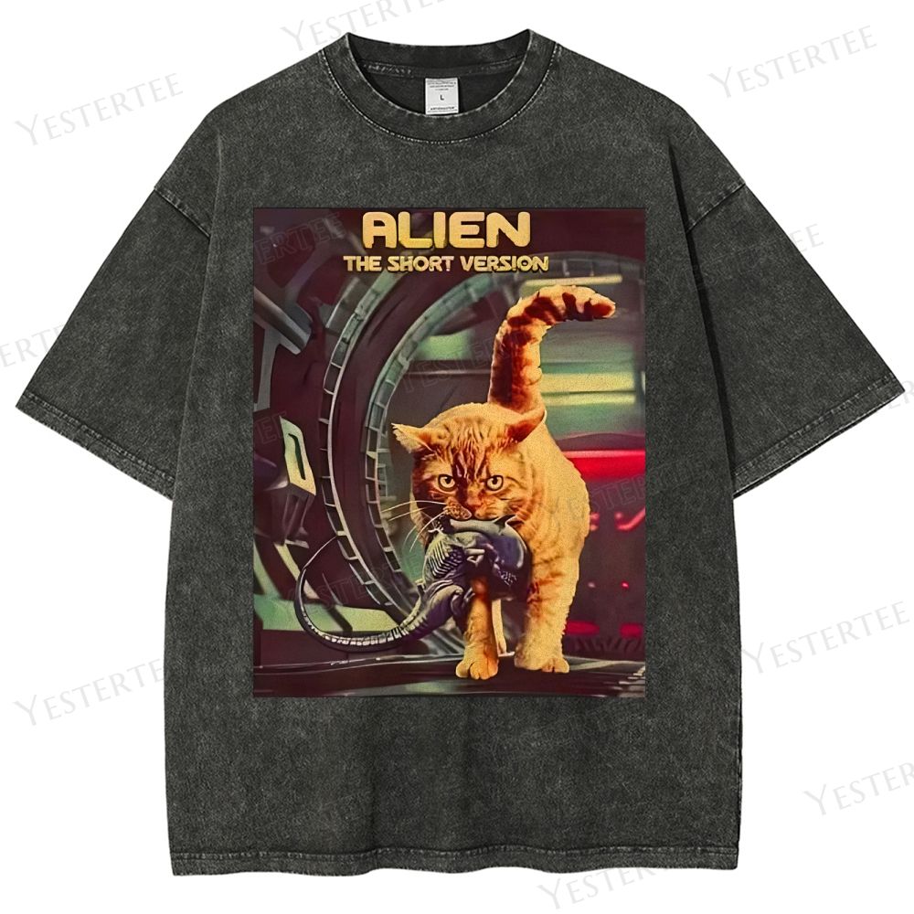 Sci-Fi Cosmic Cat Washed T-Shirt 