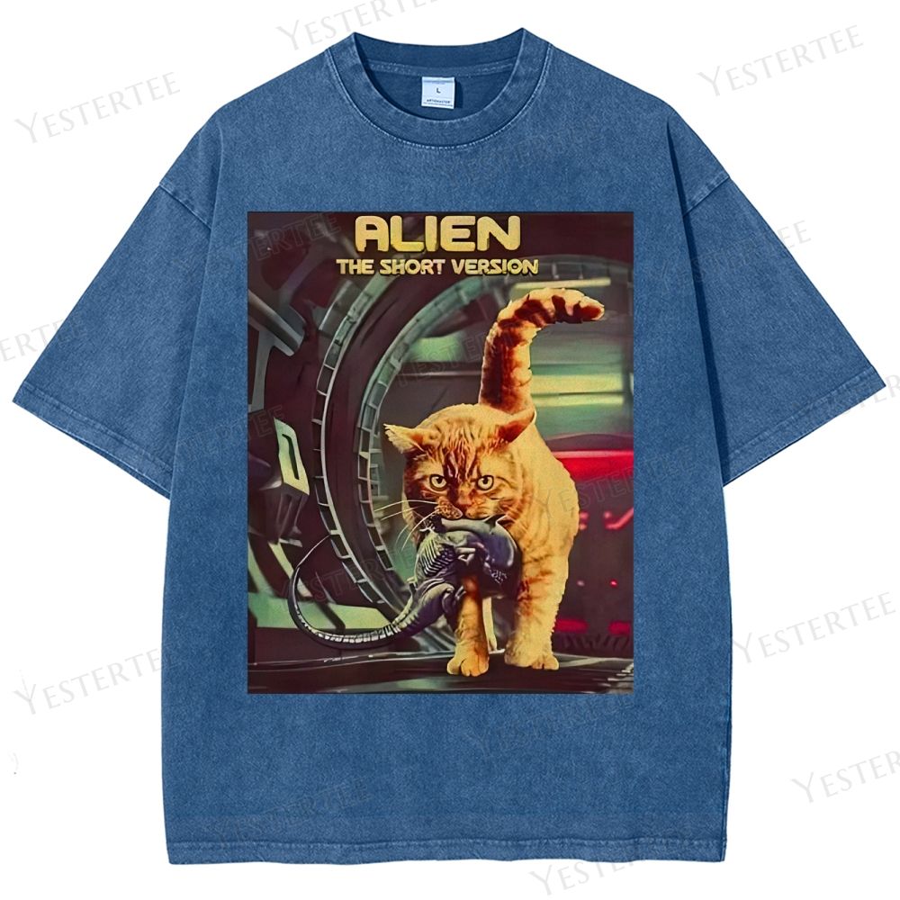 Sci-Fi Cosmic Cat Washed T-Shirt 