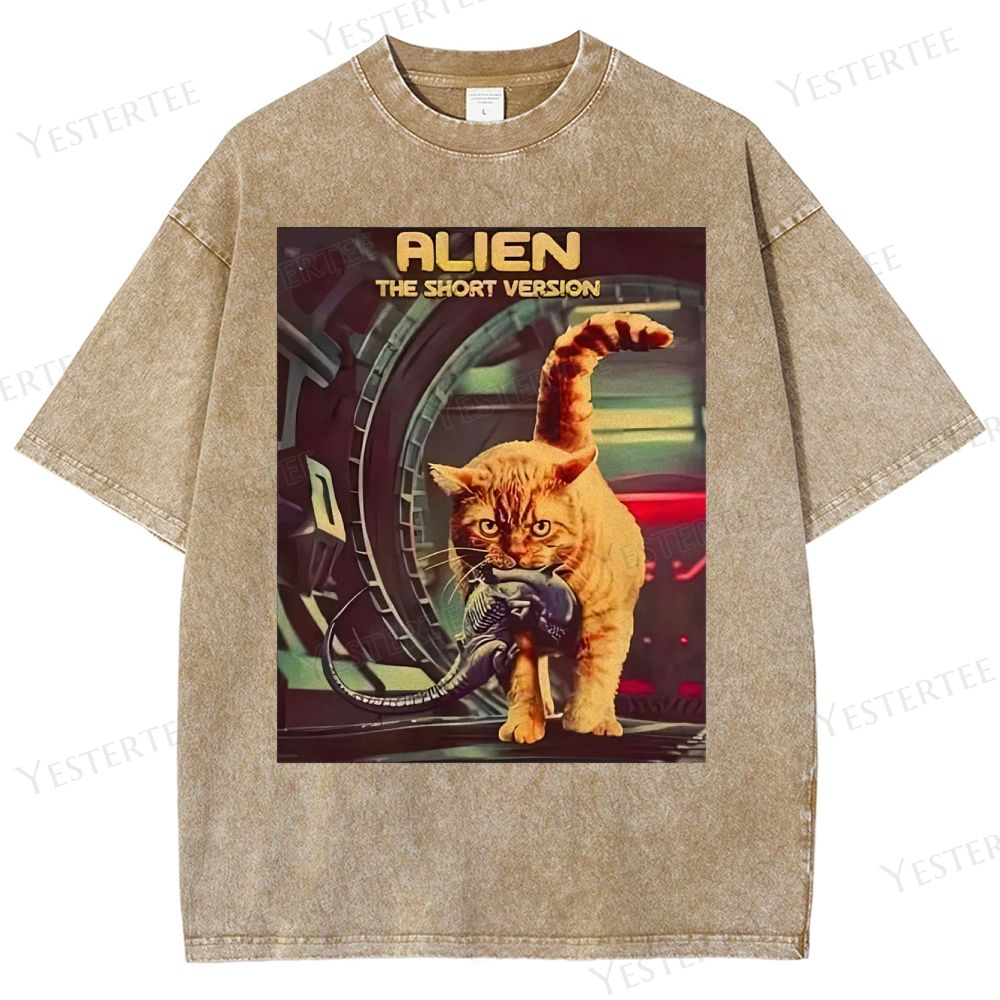 Sci-Fi Cosmic Cat Washed T-Shirt 