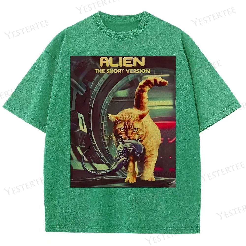 Sci-Fi Cosmic Cat Washed T-Shirt 
