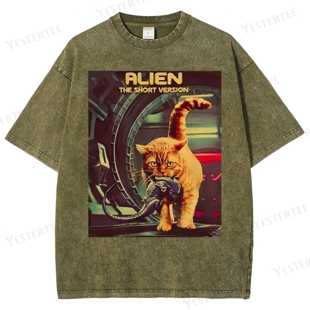 Sci-Fi Cosmic Cat Washed T-Shirt 