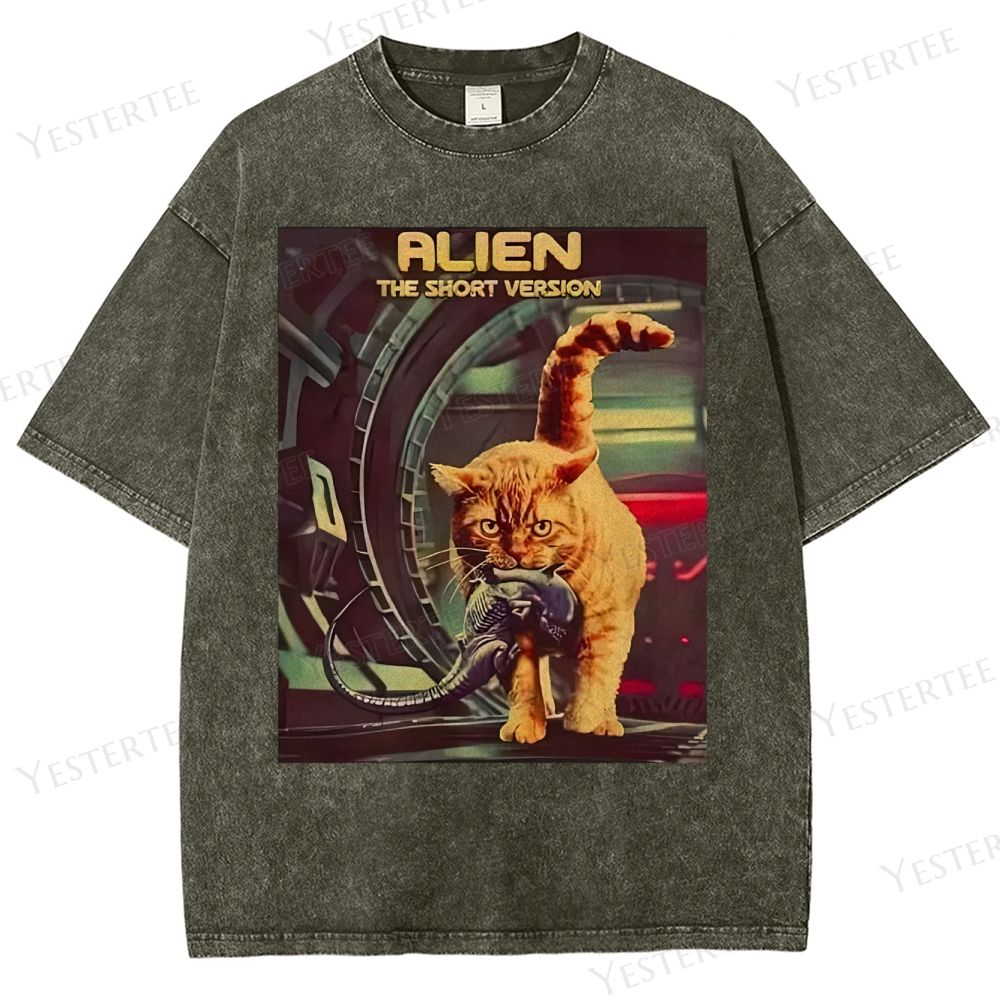Sci-Fi Cosmic Cat Washed T-Shirt 