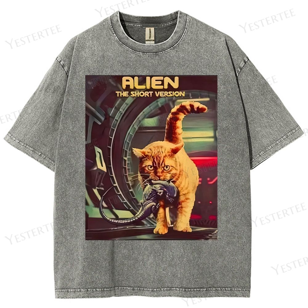 Sci-Fi Cosmic Cat Washed T-Shirt 