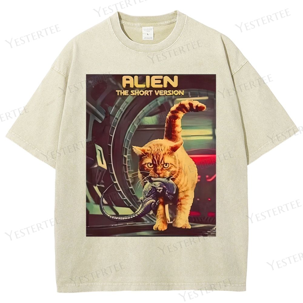 Sci-Fi Cosmic Cat Washed T-Shirt 
