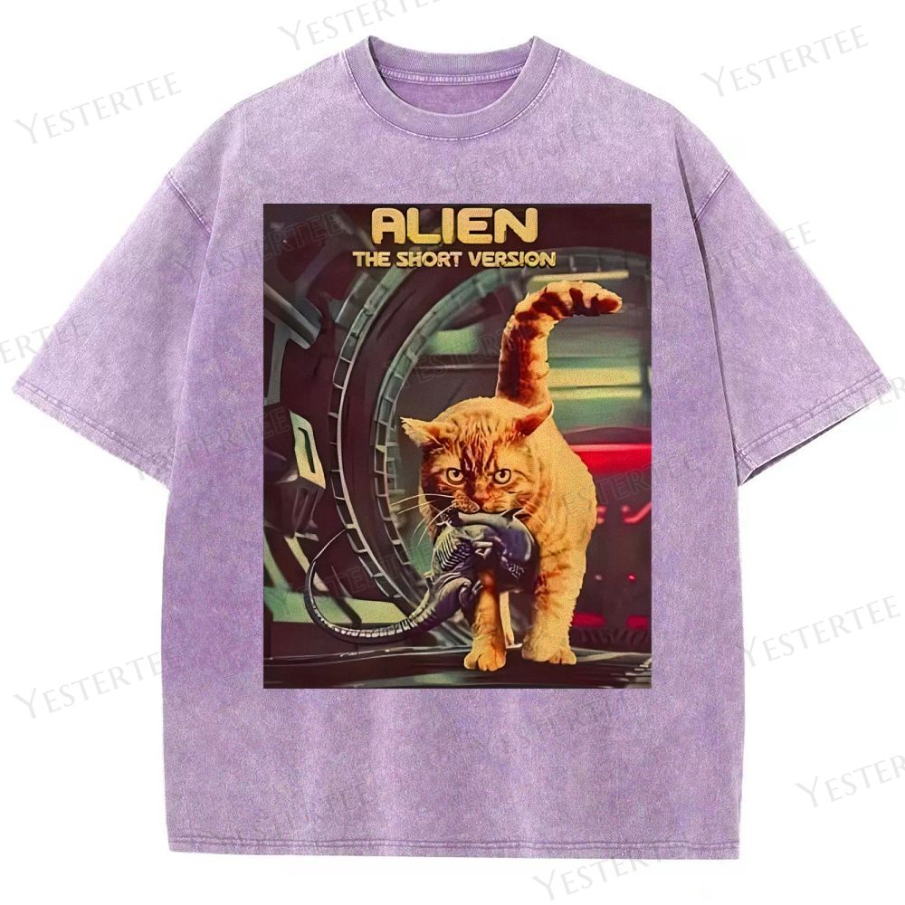 Sci-Fi Cosmic Cat Washed T-Shirt 