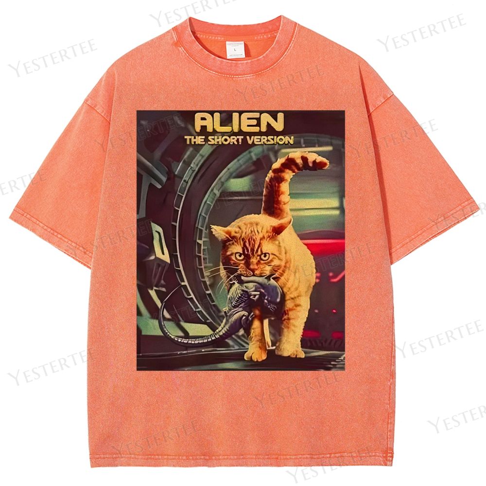 Sci-Fi Cosmic Cat Washed T-Shirt 