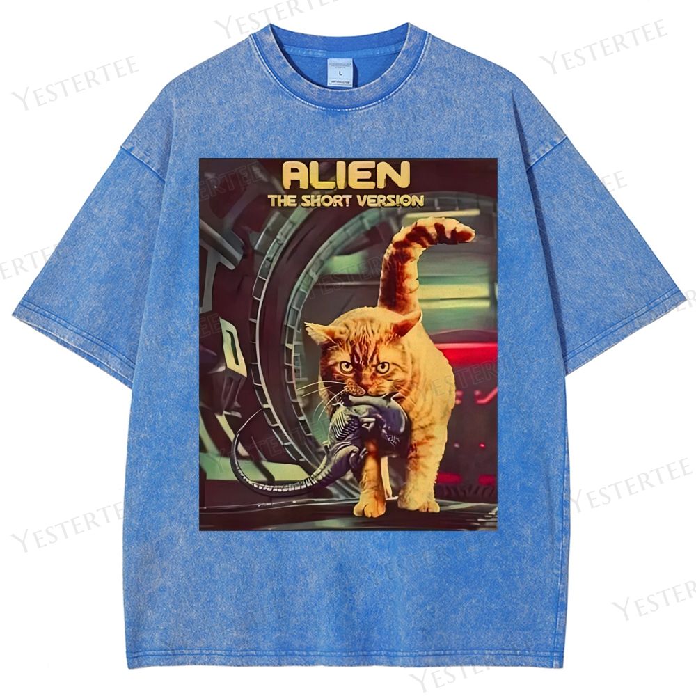 Sci-Fi Cosmic Cat Washed T-Shirt 
