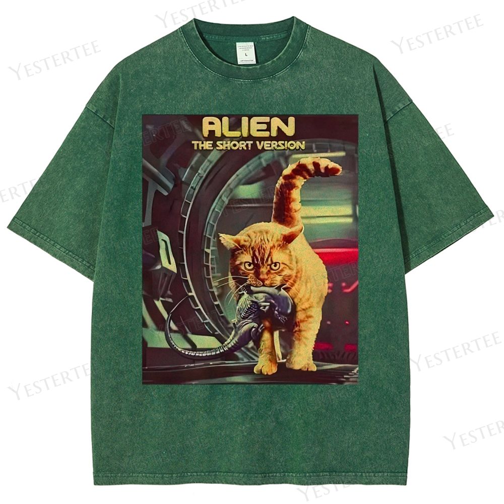 Sci-Fi Cosmic Cat Washed T-Shirt 