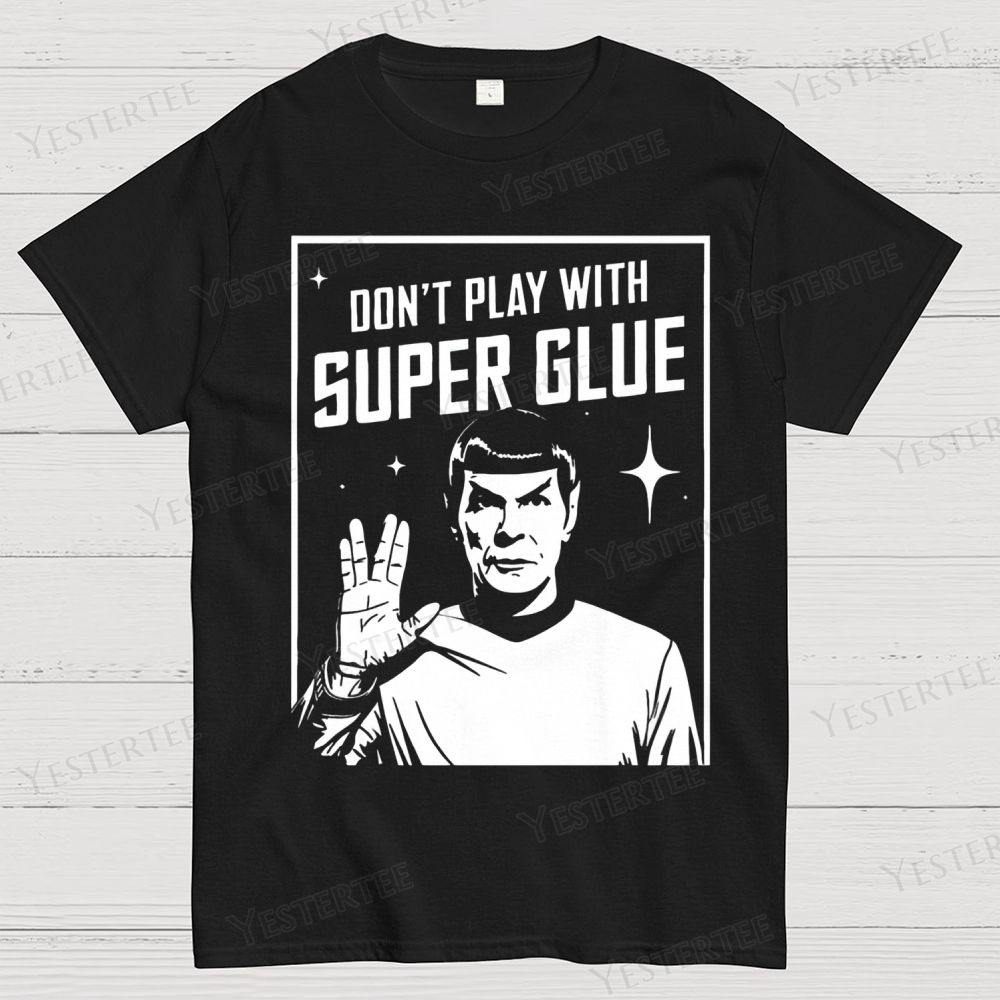 Alien Hand Gesture & Super Glue Humor Cotton T-shirt 
