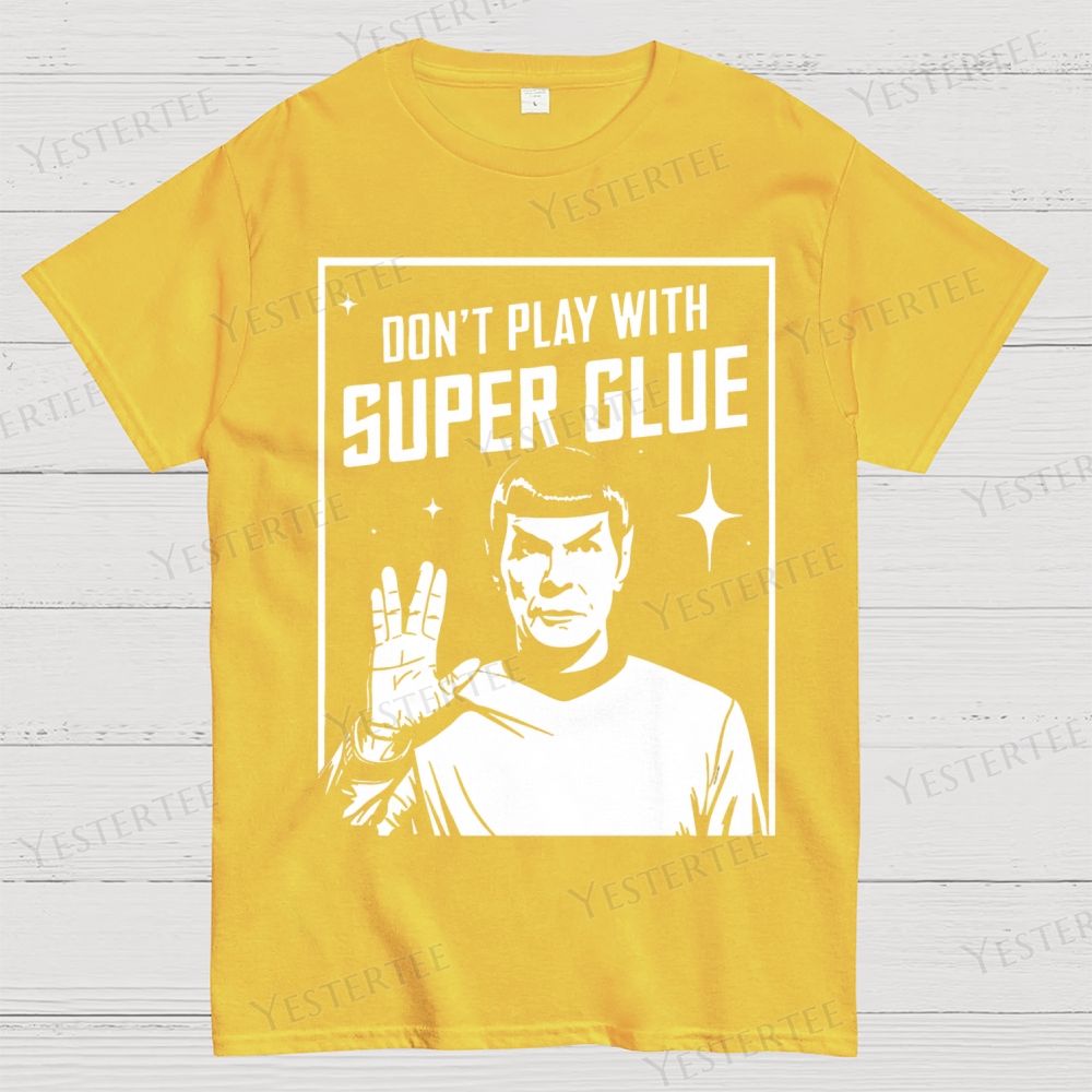 Alien Hand Gesture & Super Glue Humor Cotton T-shirt 