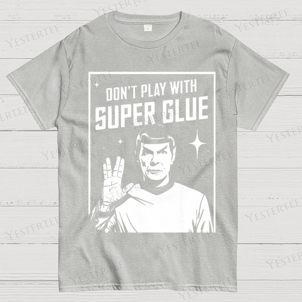 Alien Hand Gesture & Super Glue Humor Cotton T-shirt 