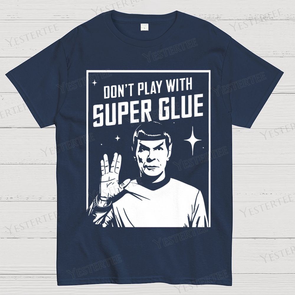 Alien Hand Gesture & Super Glue Humor Cotton T-shirt 