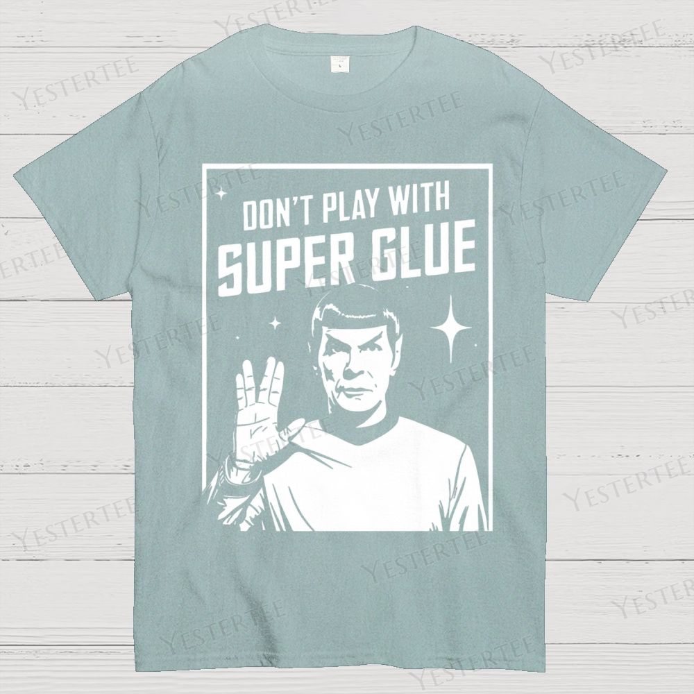Alien Hand Gesture & Super Glue Humor Cotton T-shirt 
