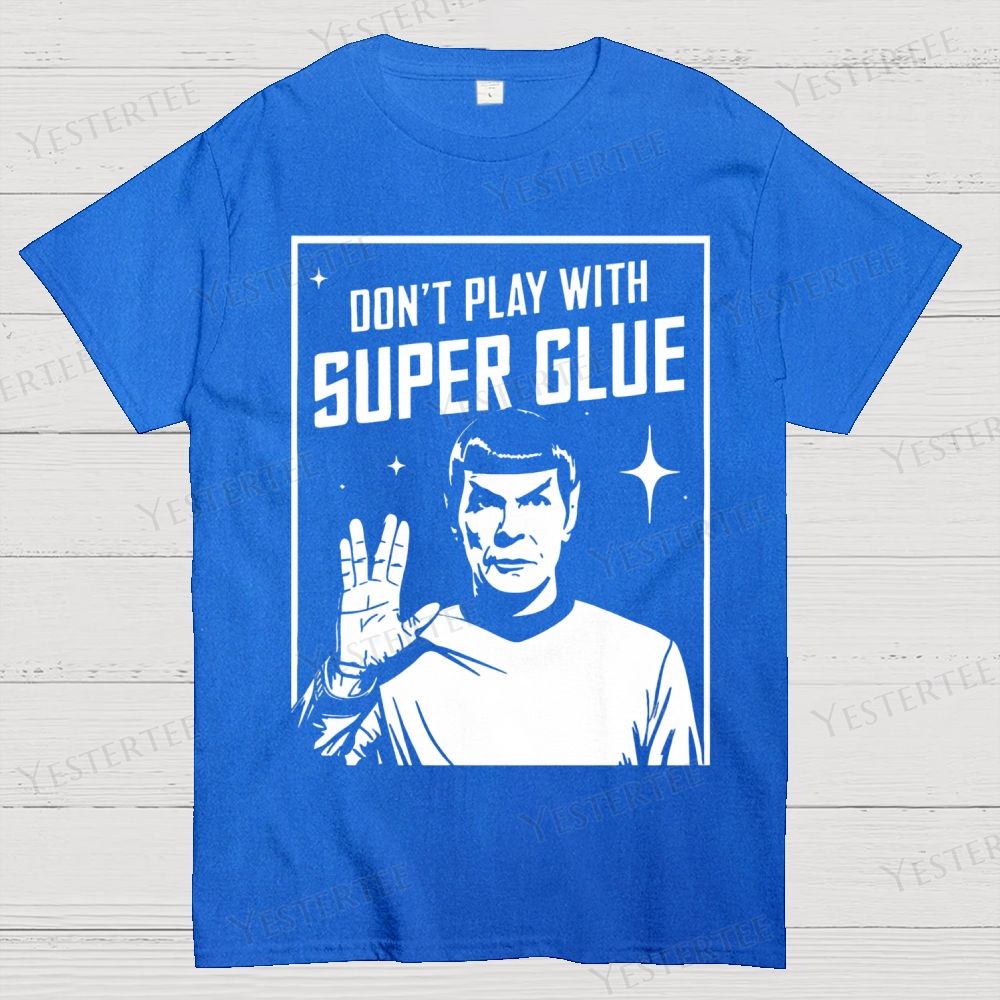 Alien Hand Gesture & Super Glue Humor Cotton T-shirt 