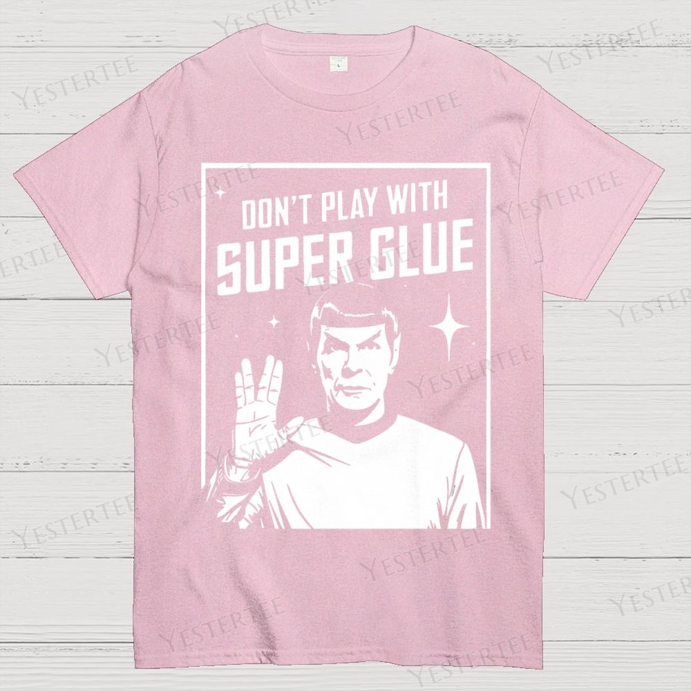 Alien Hand Gesture & Super Glue Humor Cotton T-shirt 