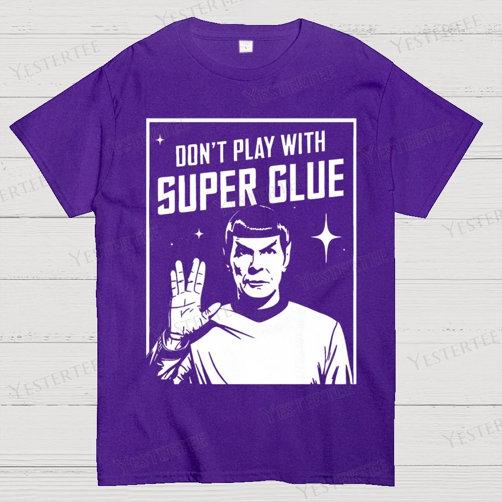 Alien Hand Gesture & Super Glue Humor Cotton T-shirt 