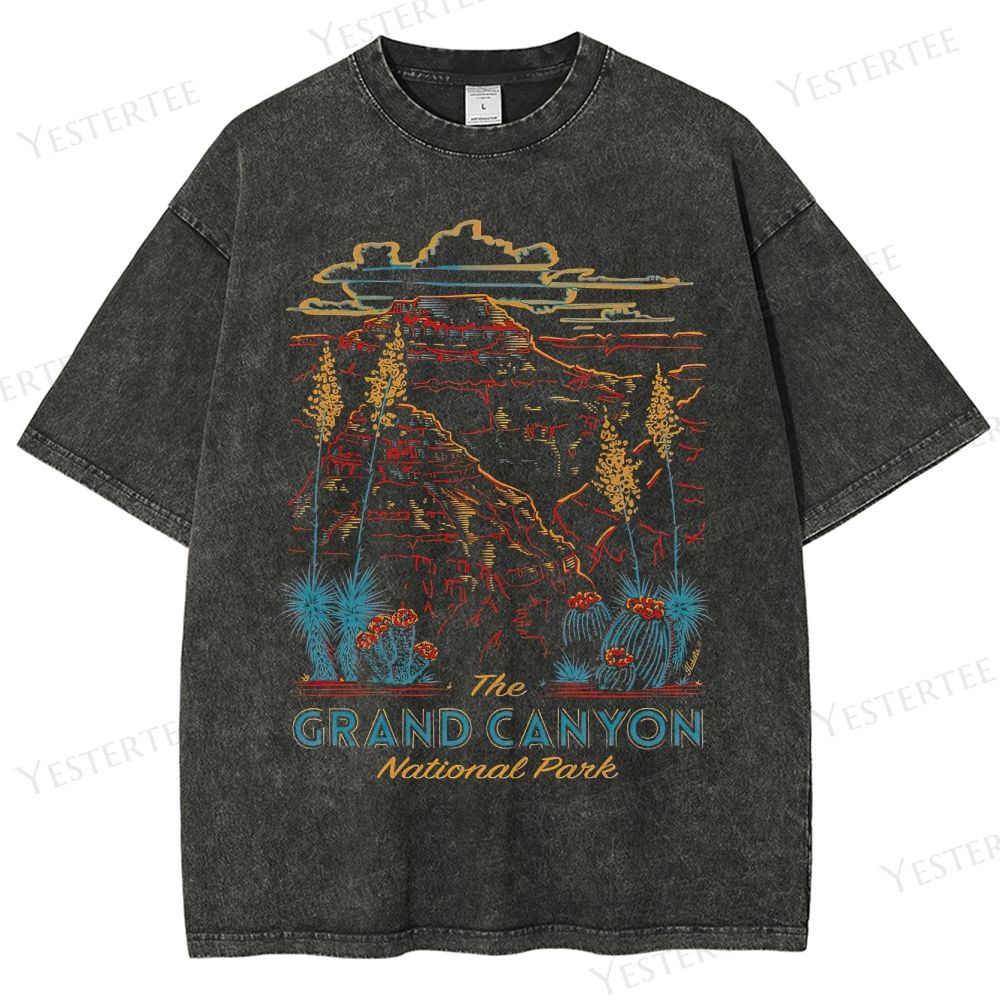 Retro The Grand Canyon National Park Landscape Graphic Washed T-Shirt